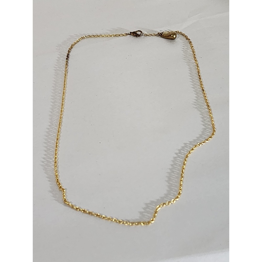 Gold Over Sterling Silver 925 Teardrop Charm Cable Chain Necklace 16 Inch